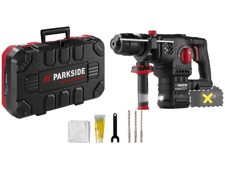 Perforateur avec mallette, accessoires et batterie.