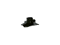 Couvercle de mixeur noir avec gobelet doseur sur fond blanc.