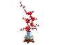 Bonsaï Lego de fleurs de cerisier avec des fleurs rouges dans un pot bleu.