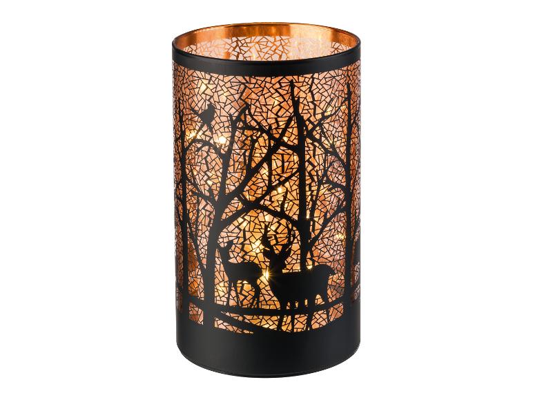Lampe LED avec motif mosaïque et cerfs.