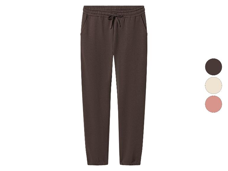 Pantalon de jogging marron avec cordon de serrage et poches latérales, présenté avec des échantillons de couleurs.