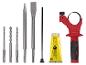 Burins, mèches et graisseur pour outils rotatifs.