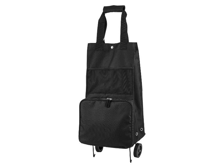 Sac de courses noir à roulettes avec poignée et poches