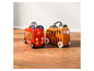 Deux valises pour enfants, l'une avec un design de camion de pompiers et l'autre avec un motif de tigre.