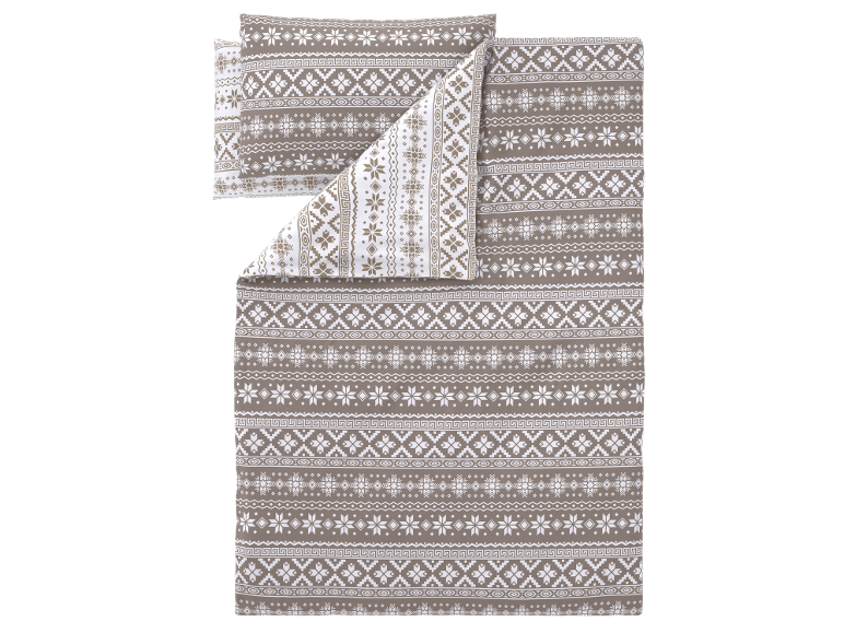Parure de lit réversible avec motif d'hiver marron et blanc