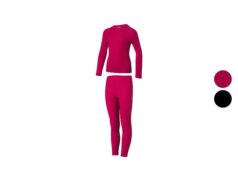 Ensemble de sous-vêtements thermiques fuchsia pour enfants avec haut à manches longues et pantalon.