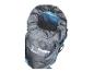 Un sac à dos bleu ouvert avec un cordon de serrage.