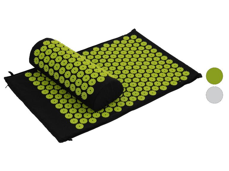 Ensemble tapis et oreiller d'acupression noirs avec pointes vertes