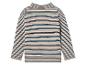 Un t-shirt à manches longues rayé pour enfant en rose, bleu et bleu marine.