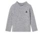 Un t-shirt à manches longues gris avec un imprimé de montagne stylisé.