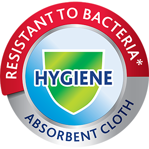 Sceau d'hygiène : résistant aux bactéries, chiffon absorbant.