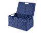 Boîte de rangement bleu marine tressée, avec couvercle.
