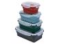 Ensemble de quatre contenants pliables pour aliments en différentes couleurs.