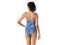 Maillot de bain une pièce bleu à motif paisley.