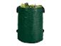Sac poubelle vert avec des feuilles pour travaux de jardinage