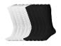 Lot de chaussettes de sport mi-mollet, moitié blanches et moitié noires.