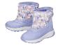 Bottes d'hiver violettes pour enfants avec motif d'animaux et d'arbres.