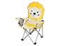 Chaise pliante enfant, motif lion, jaune et beige.