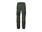 Pantalon de travail vert foncé avec empiècements noirs.