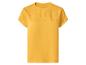 T-shirt jaune à manches courtes avec broderie ajourée sur les épaules et le décolleté.