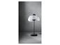 Lampe de table noire avec abat-jour transparent.