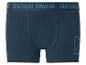 Boxer homme bleu foncé avec texte sur la ceinture