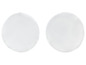Deux coussinets de lavage ronds, blancs et en maille.