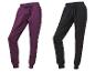 Deux paires de pantalons de survêtement Jette Sport, un noir et un violet.