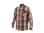 Chemise homme à manches longues à carreaux, marron et beige.