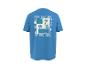 T-shirt bleu avec le texte 'IN THE HANDS OF THE SEA' et des motifs marins.