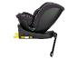 Siège auto noir pour enfant avec base ISOFIX et jambe de force, vue latérale.