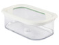 Une boîte de rangement transparente avec un couvercle blanc
