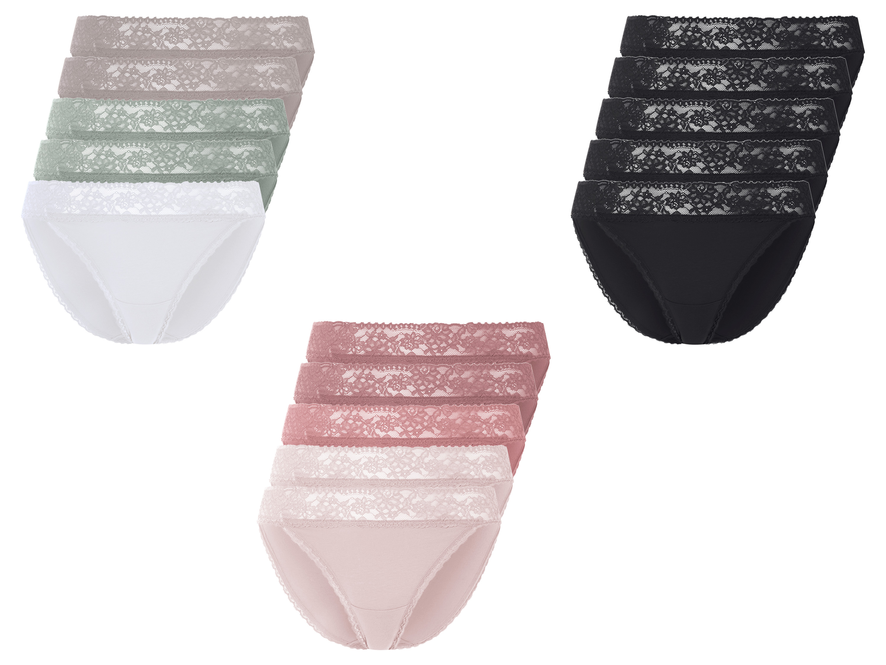 esmara® Lot de 5 slips à dentelle femme