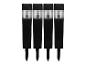 Trois lampes solaires de jardin noires.