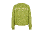 Pull en maille vert avec texte clair au dos.