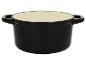 Cocotte en fonte noire avec couvercle crème.