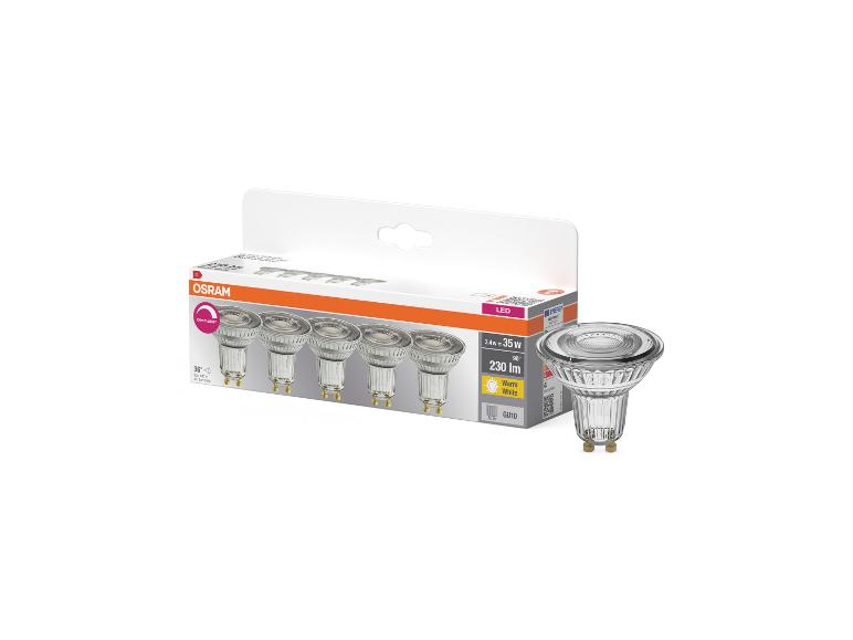 Ampoules LED, 3.4W=35W, 230lm, blanc chaud, GU10, dimmable, 36 degrés