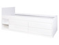 Un lit blanc avec rangement et tiroirs