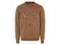 Un pull en laine marron avec un col en V.