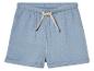 Shorts en tissu bleu clair, style décontracté.