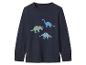 T-shirt à manches longues bleu foncé pour enfants avec imprimé dinosaures