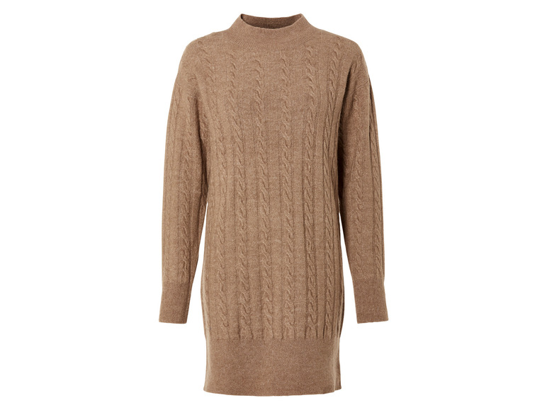 Un pull en maille marron avec un motif de câble.