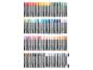 Grand ensemble de 72 marqueurs de croquis colorés disposés en rangées.