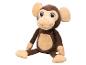 Un singe en peluche marron avec de grands yeux.