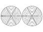Deux grilles de refroidissement rondes en fil noir sur fond blanc.