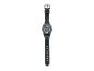 Montre pour homme noire avec un cadran bleu foncé et un bracelet en caoutchouc.