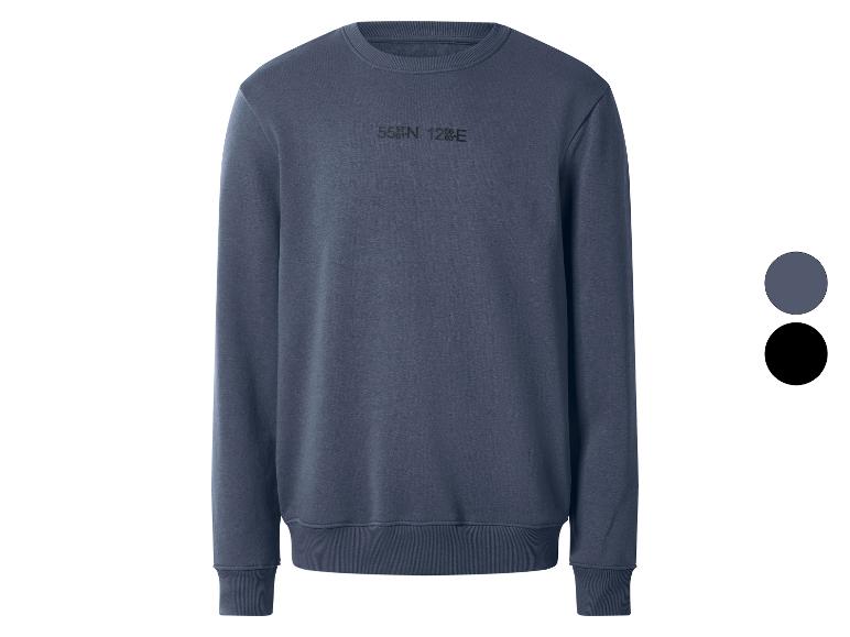 Sweat-shirt bleu foncé avec coordonnées '55°N 12°E' imprimées, disponible en bleu et noir.
