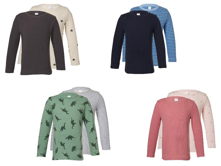 Ensembles de t-shirts à manches longues pour enfants, couleurs et motifs variés.