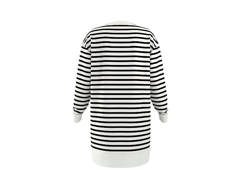 Robe longue à rayures noires et blanches, vue de dos.