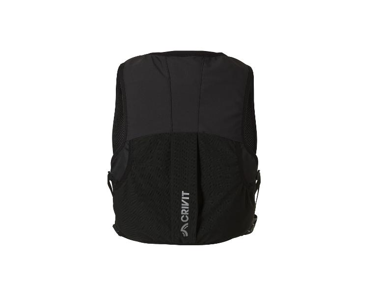 Gilet de course noir avec bande verticale réfléchissante et empiècements latéraux en mesh, vue arrière